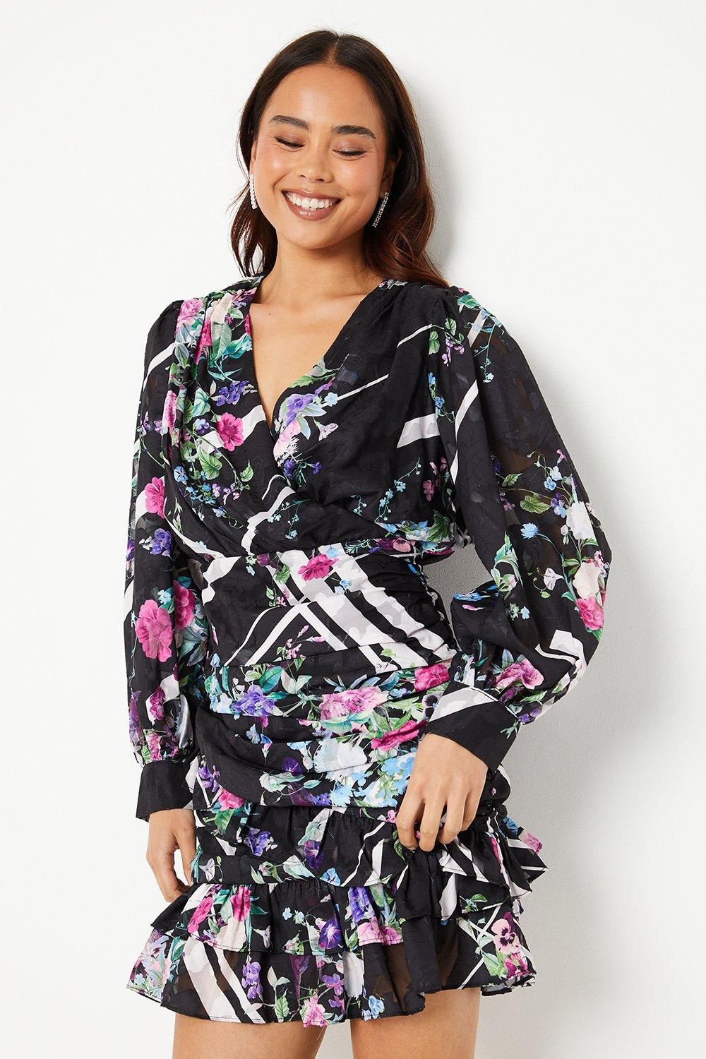 Coast Petite Mini Dress With Blouson Sleeve Black image 1