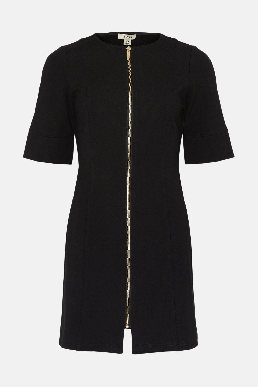Oasis Premium Ponte Top Stitch Detail Dress Black image 4