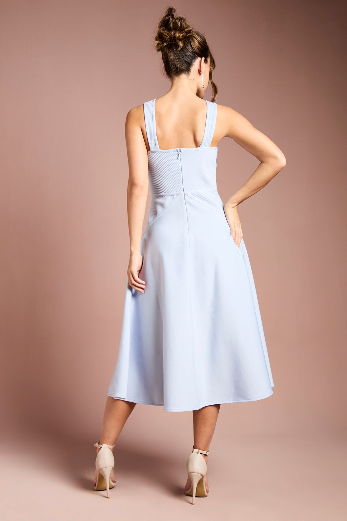 Coast Bandage Cross Neck Midi Dress Light Blue image 3