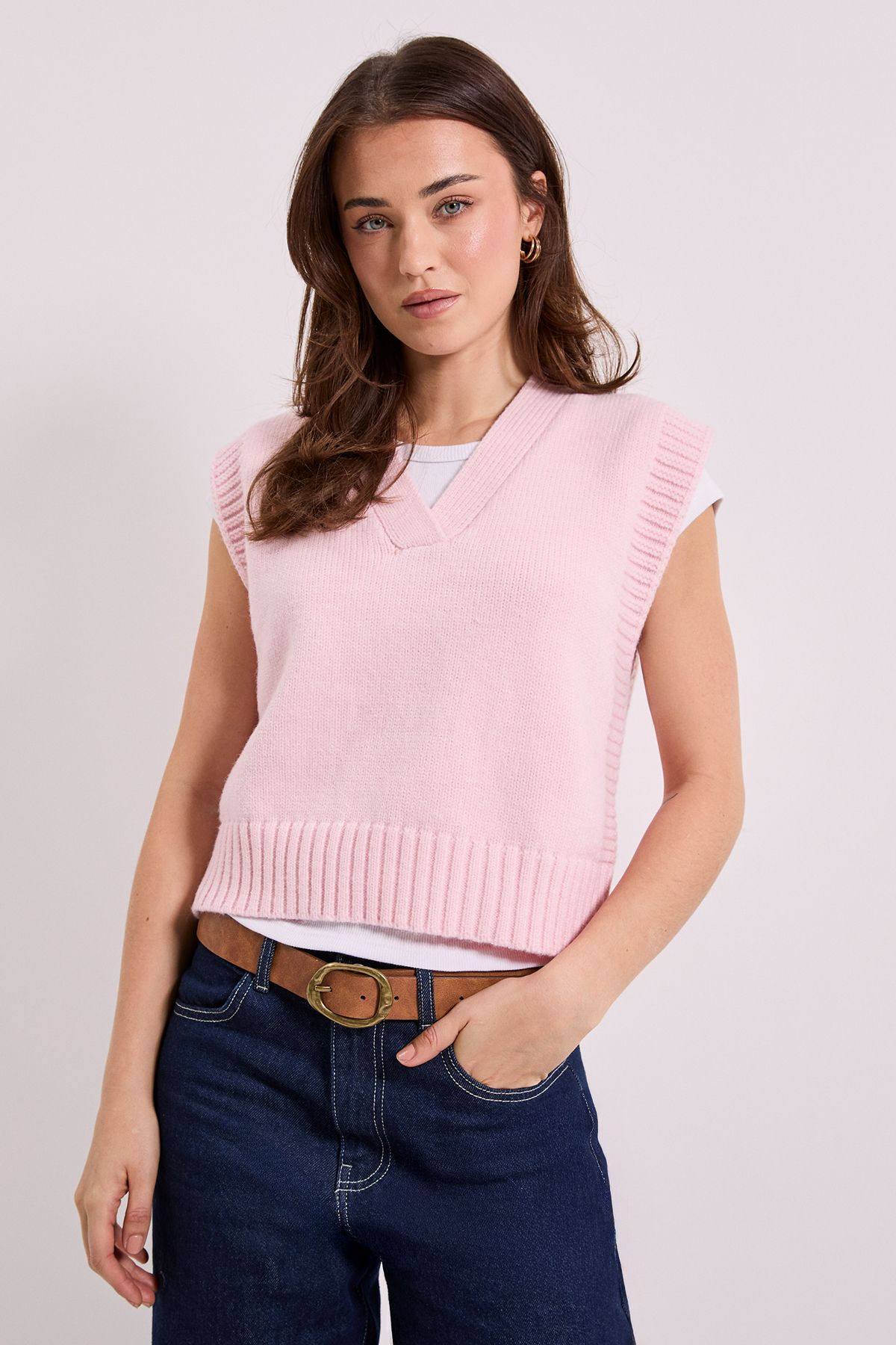 Dorothy Perkins Pink V Neck Knitted Tank Pink image 1