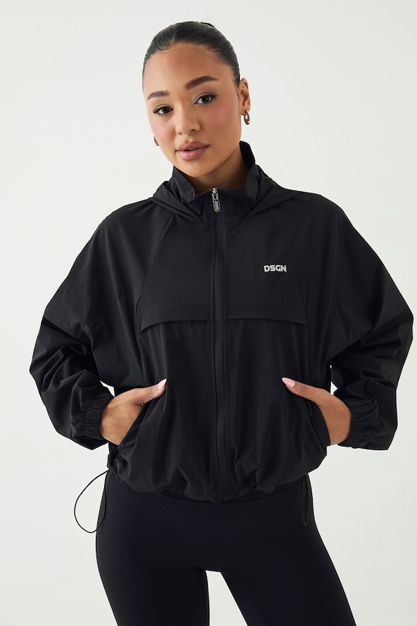 DSGN Studio DSGN Studio Zip Through Cropped Track Jacket Black