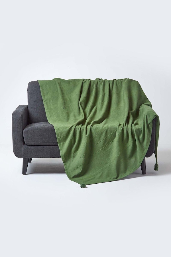 Homescapes Cotton Rajput Ribbed Throw