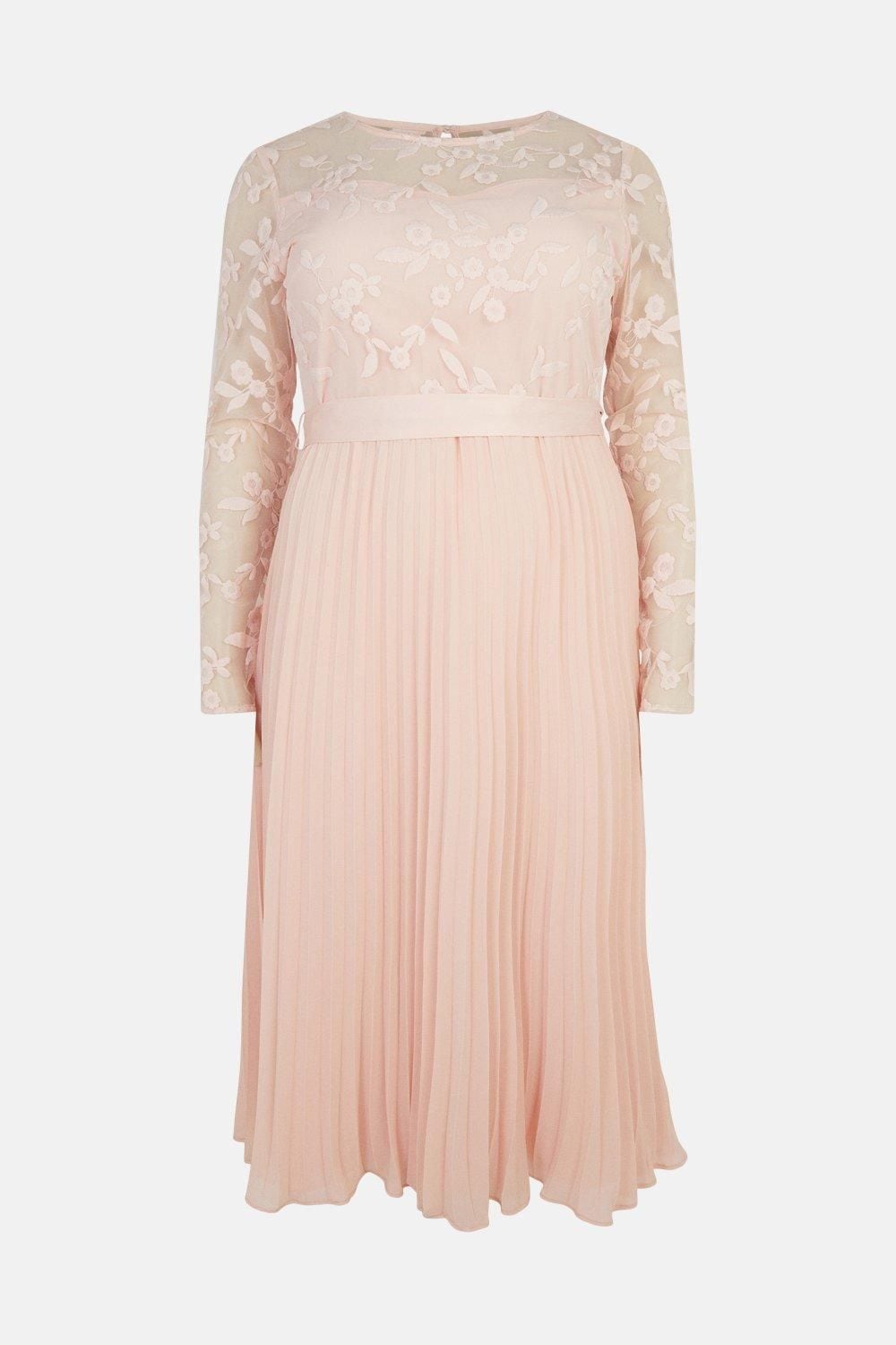 Coast Plus Size Embroidered Long Sleeve Maxi Dress Blush image 4