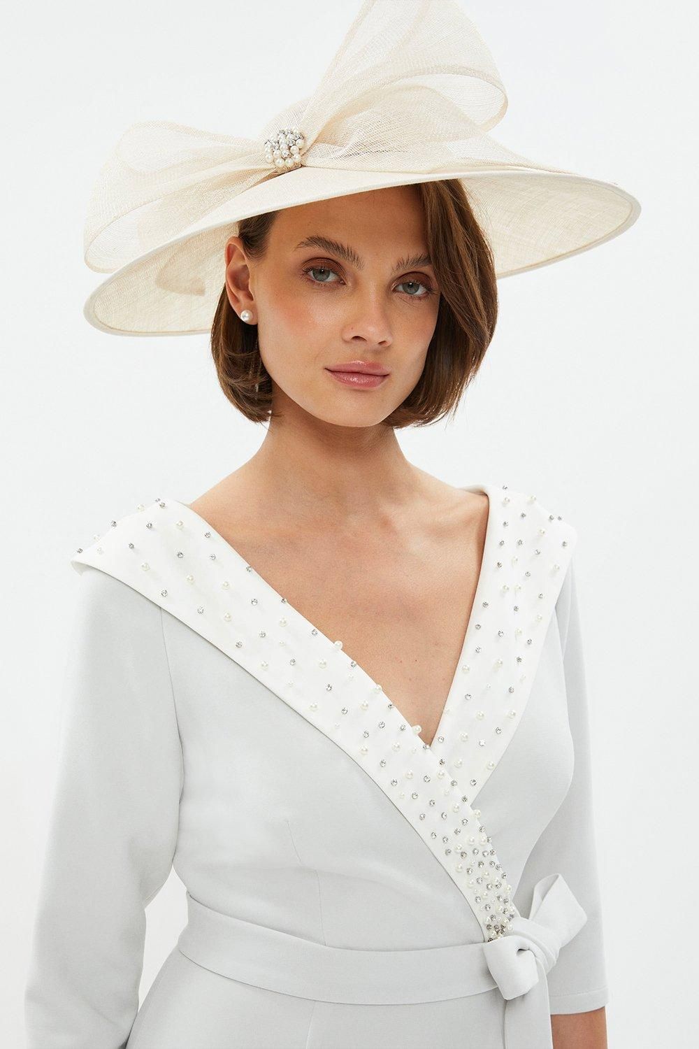 Coast Premium Off Shoulder Embellished Pencil Dress Silver image 2