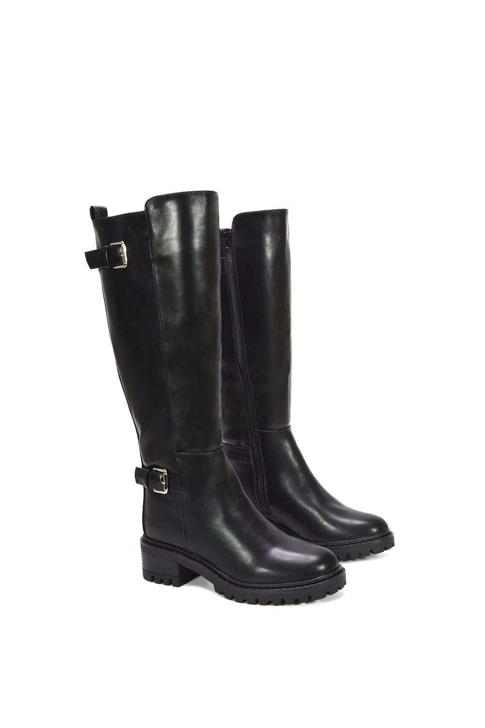 XY London 'Diana' Chunky Low Heel Knee High Biker Boots image 5