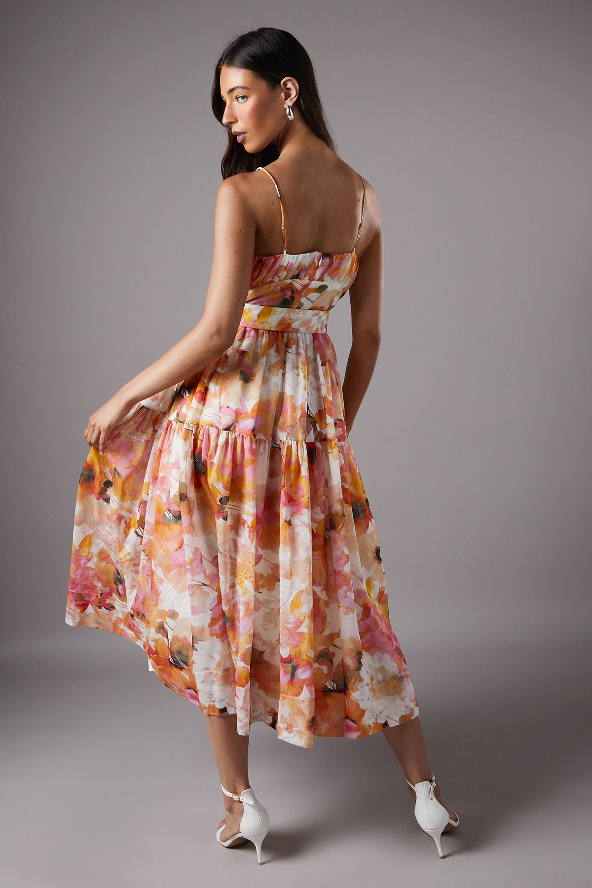 Coast Printed Sleeveless Midi Dress With Belt Blush image 3