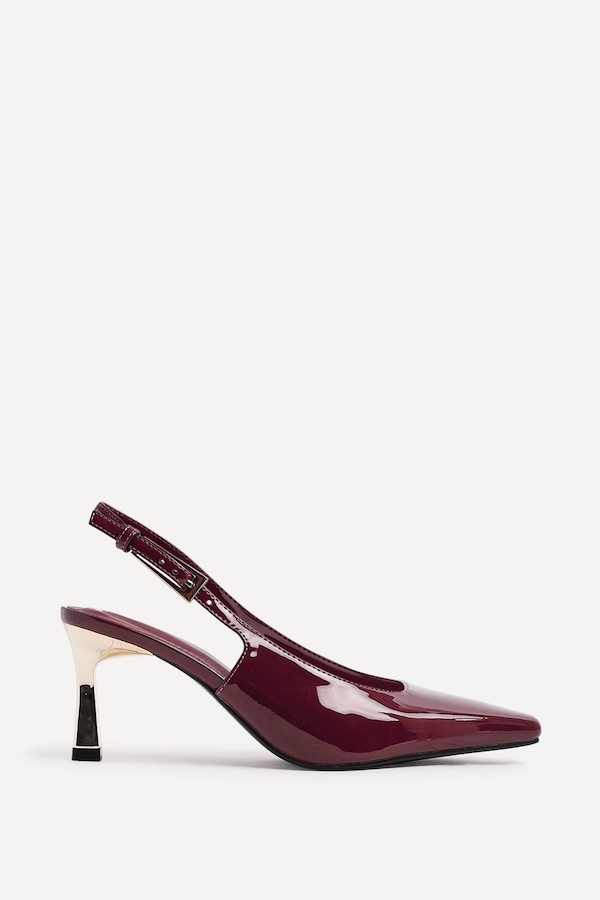 Linzi Avani Burgundy Faux Leather Court Heel
