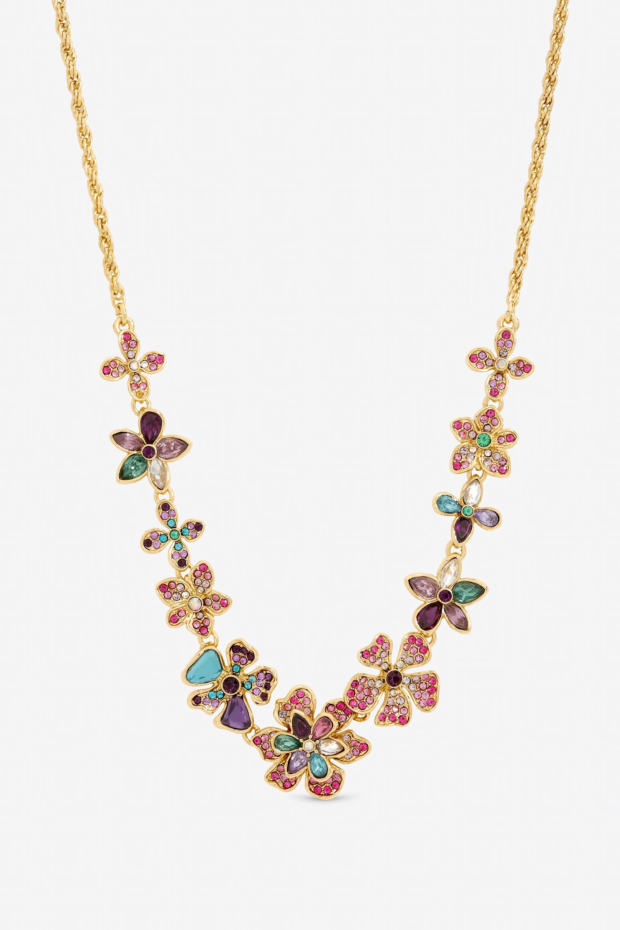 Mood Gold Plated and Multi Coloured Floral Statement Necklace image 1