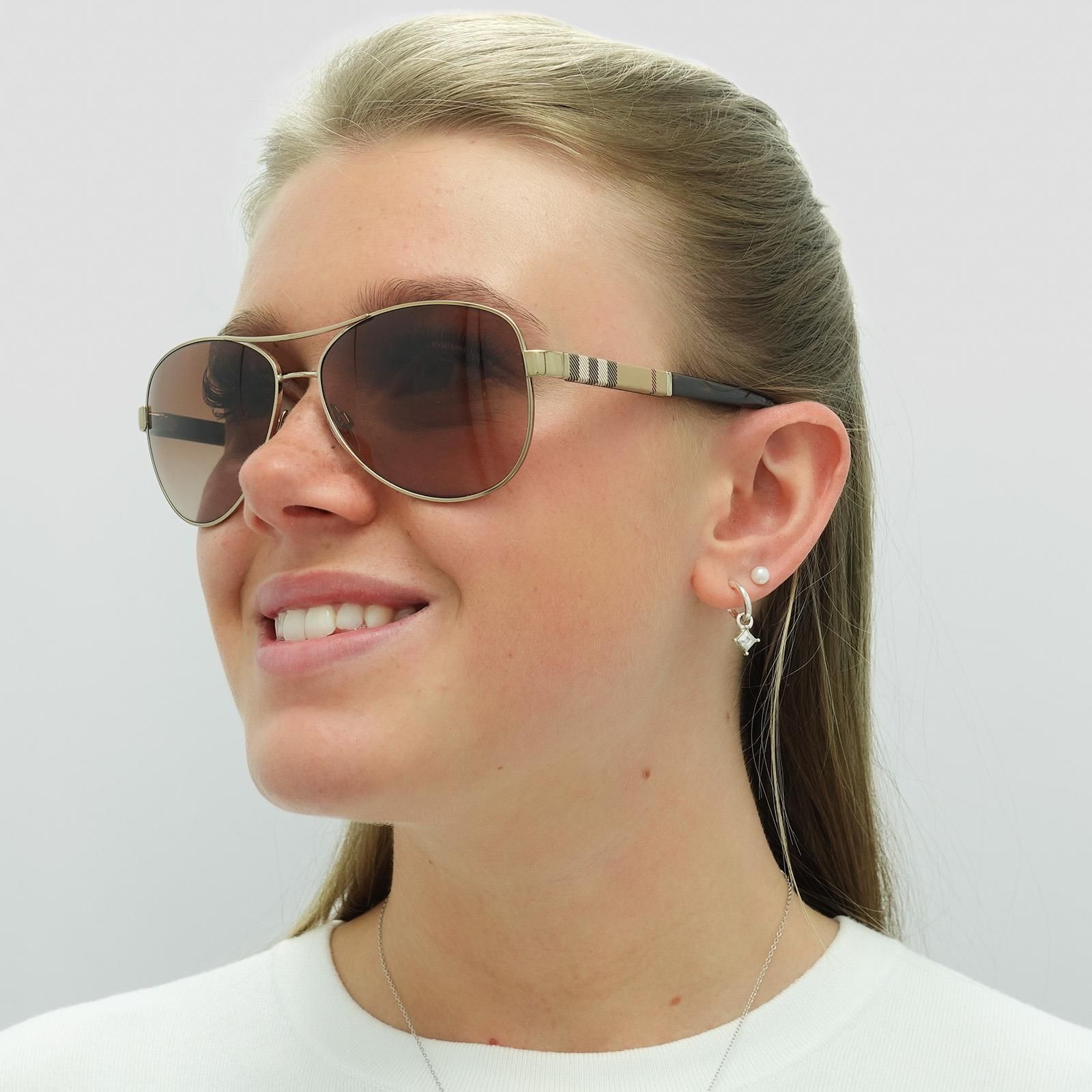 Burberry Aviator Gold Brown Brown Gradient Sunglasses image 6