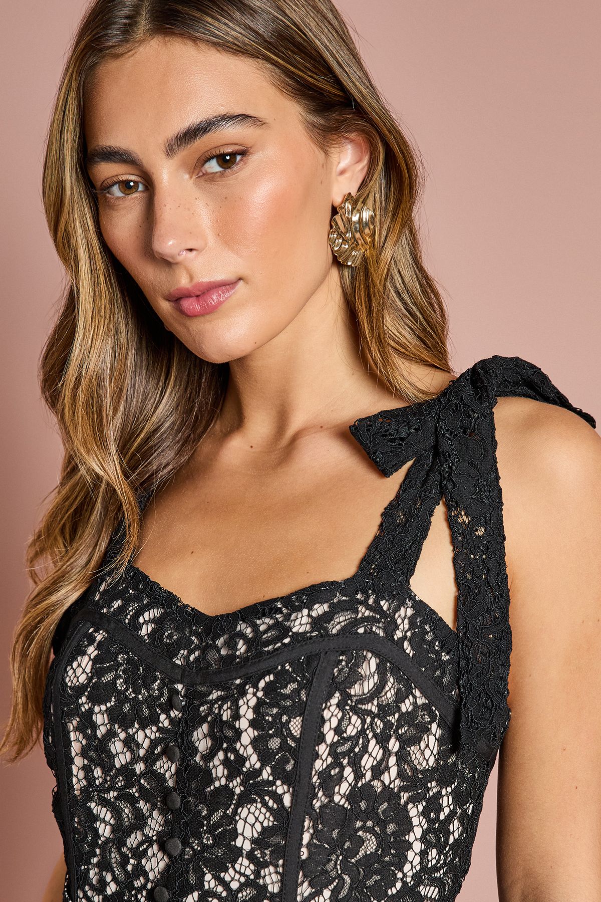 Coast Lace Bow Shoulder Maxi Dress Black image 4
