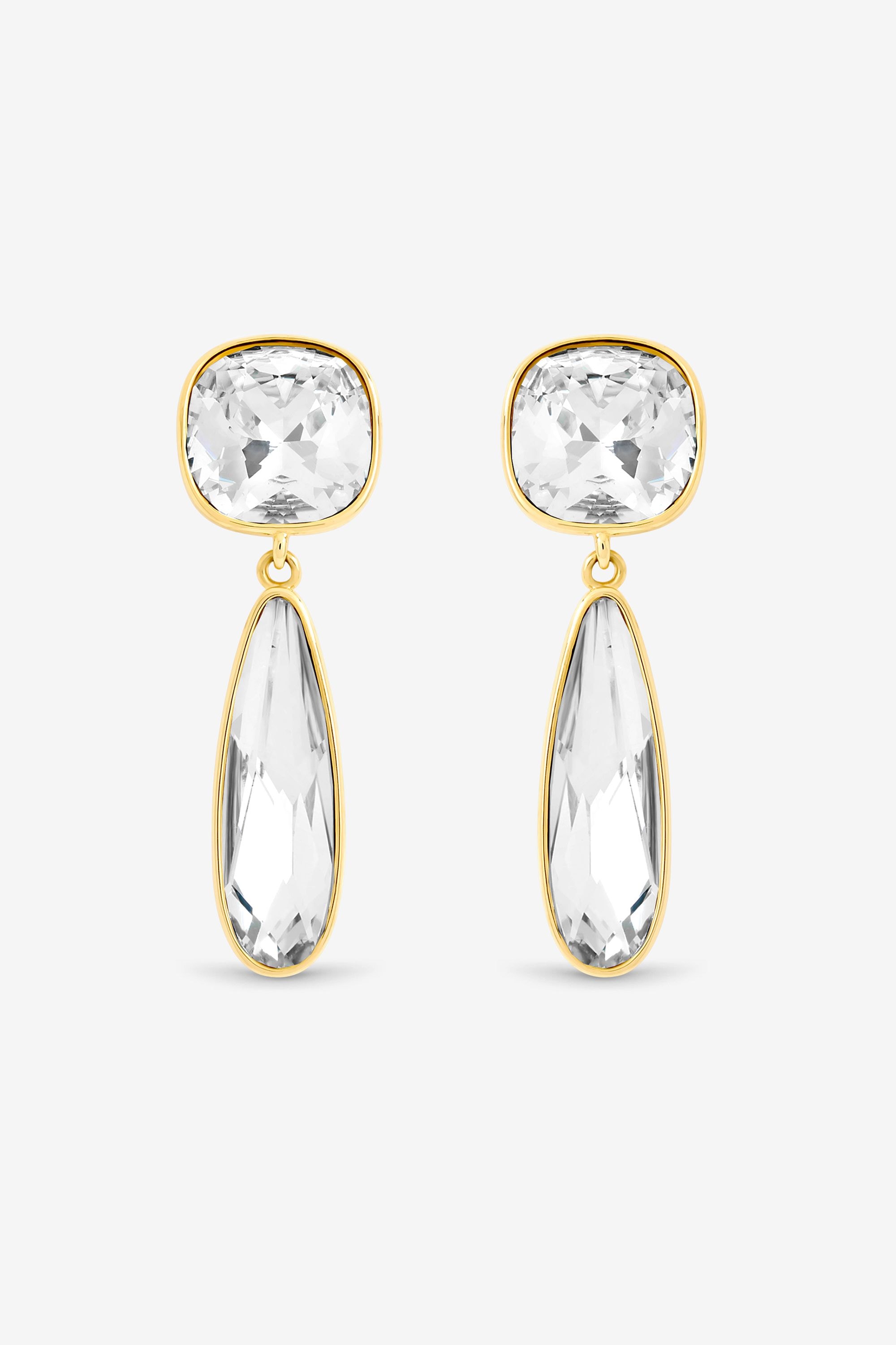 Jon Richard Gold Plated Cubic Zirconia and Polished Drop Earrings image 1