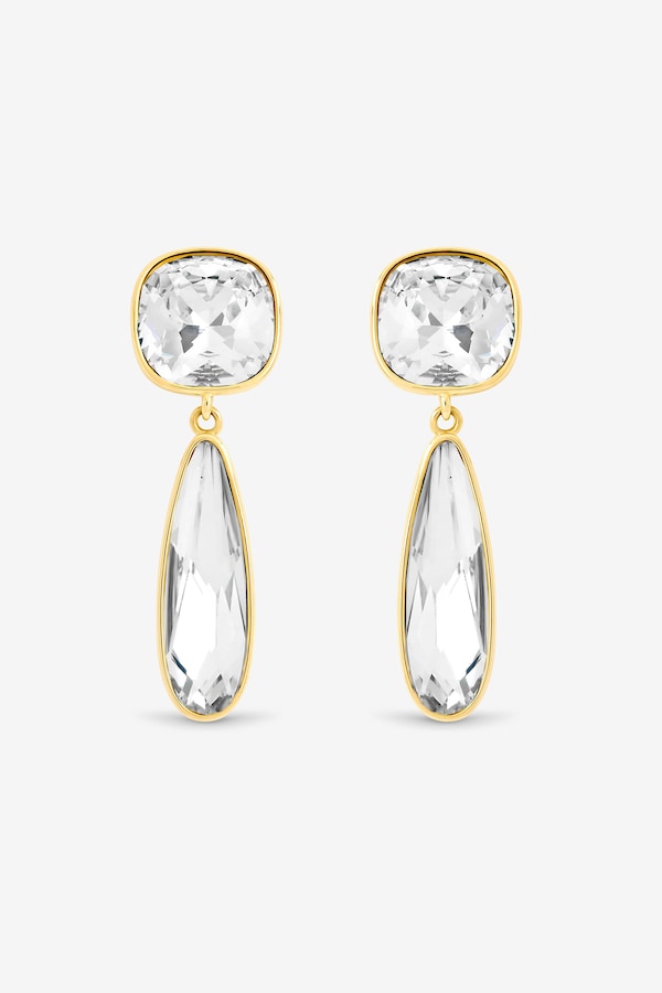 Jon Richard Gold Plated Cubic Zirconia and Polished Drop Earrings