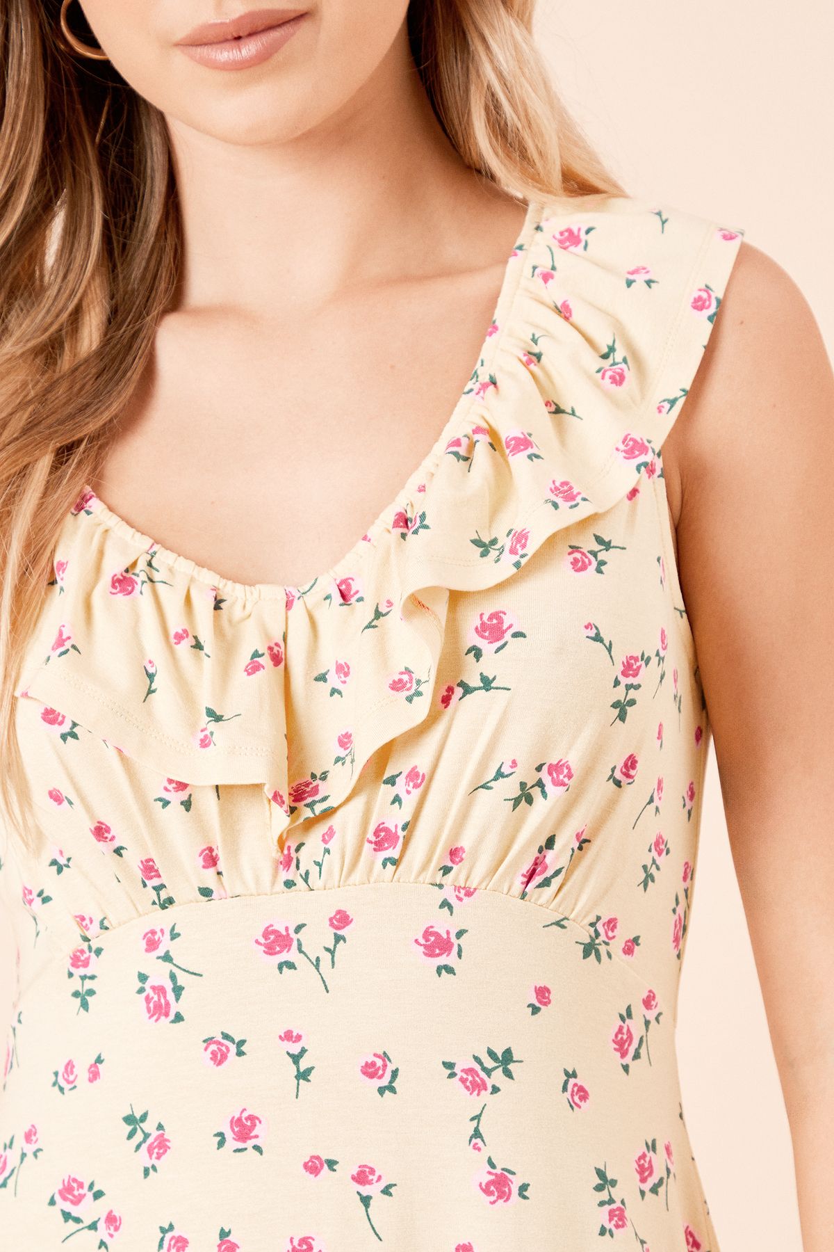 Dorothy Perkins Yellow Ditsy Frill Neck Empire Midi Dress Yellow image 5