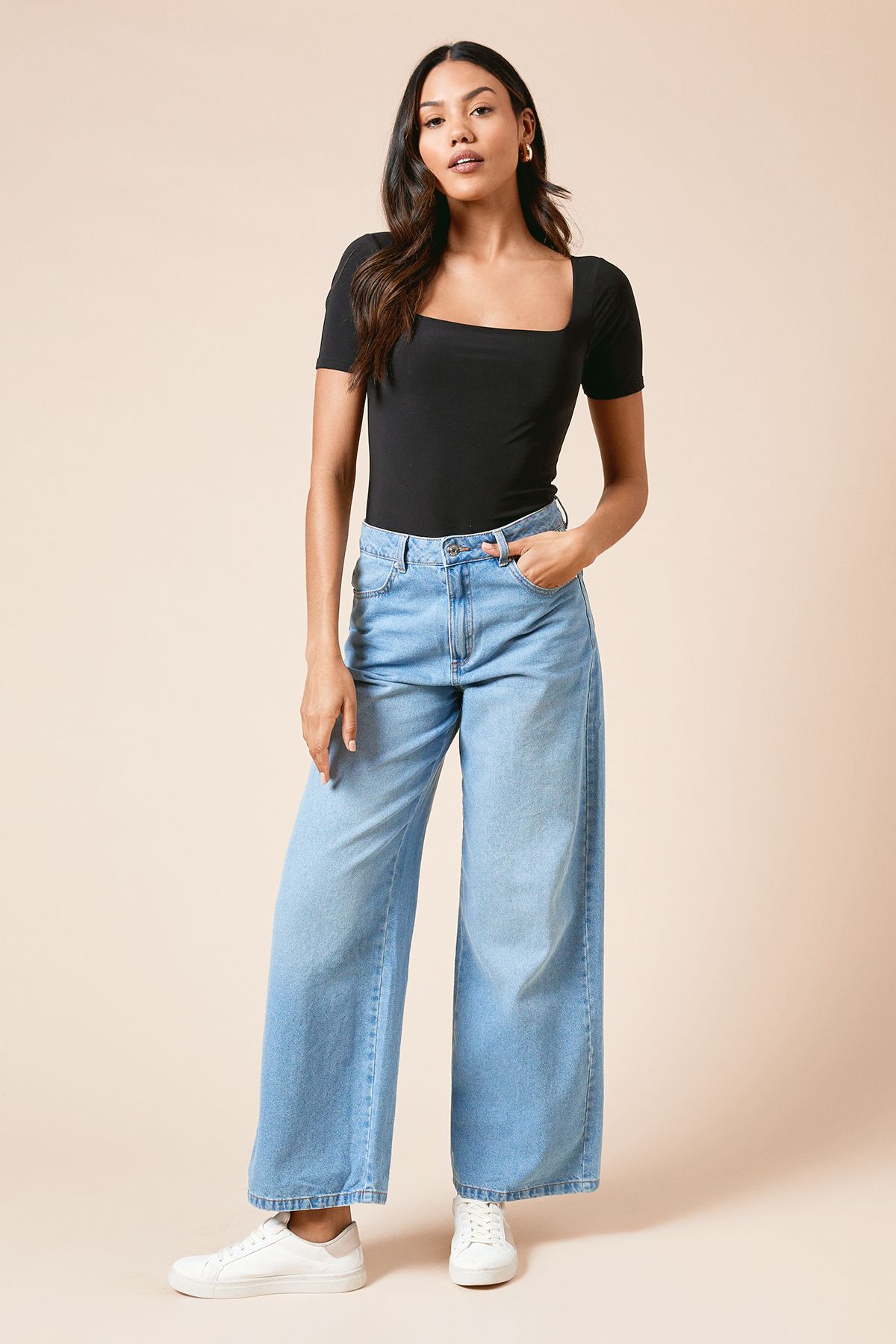 Dorothy Perkins Double Layer Square Neck Top Black image 2