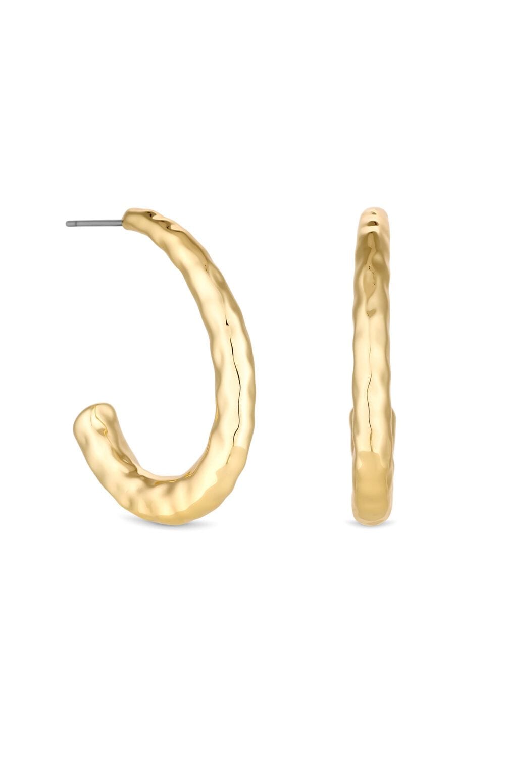 Jon Richard Jon Richard Gold Plated Hammered Stainless Steel Hoop Earrings image 1