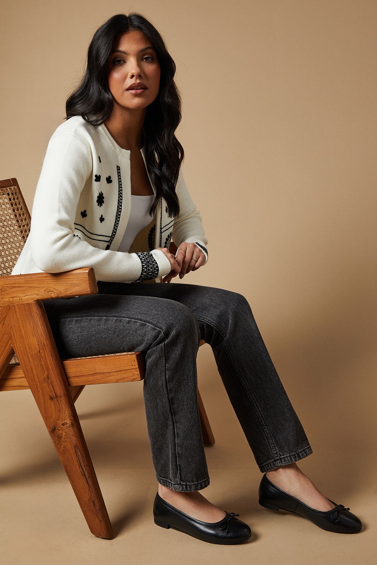 Oasis Blythe Real Leather Round Toe Ballet Pumps Black image 1