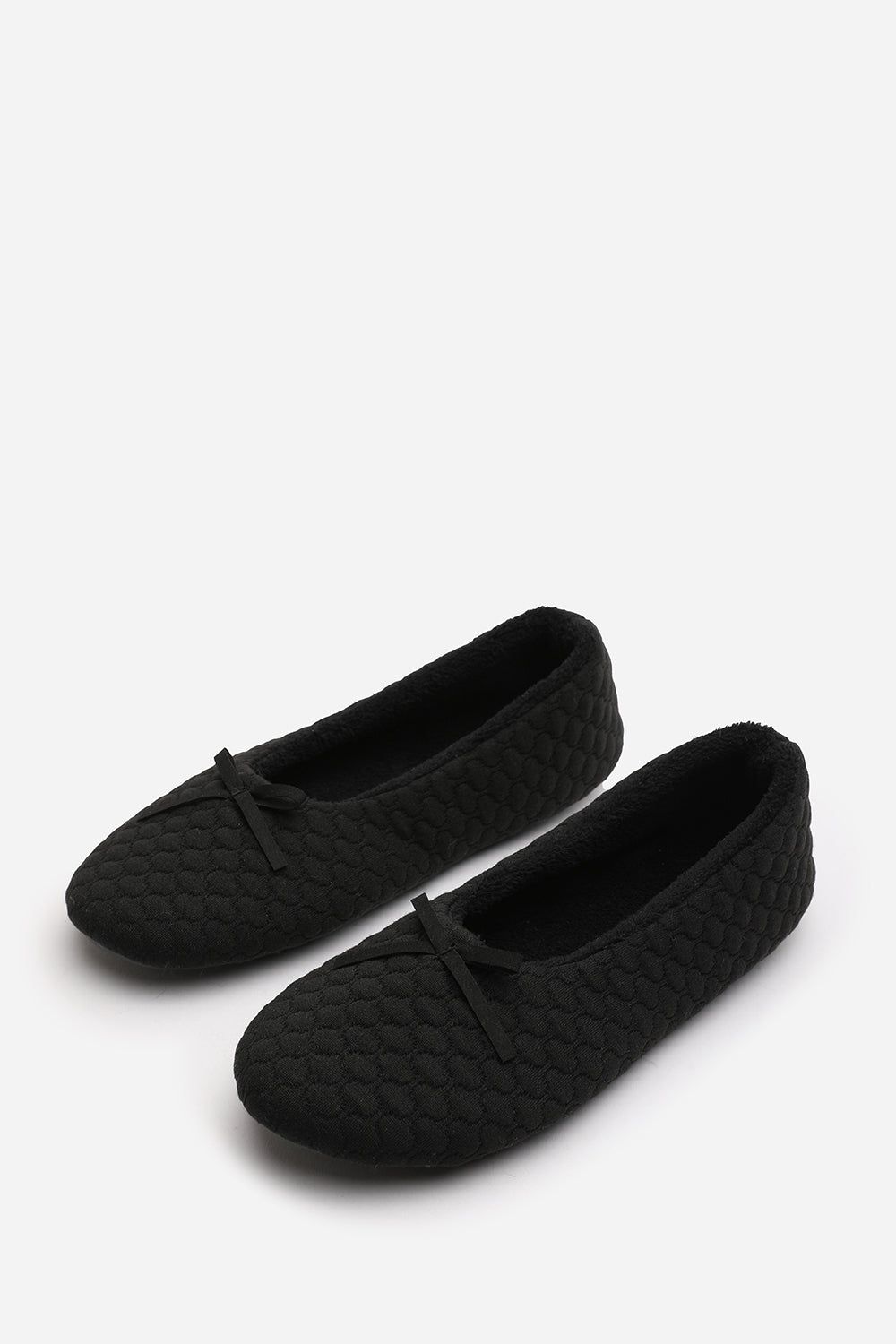 Where's That From 'Inez' Ballet Quilted Slippers with Faux Fur Lining and Bow Detail image 4