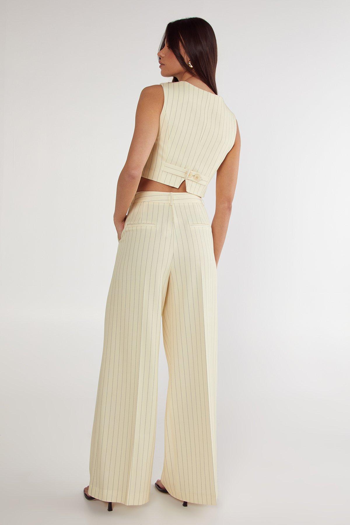 NastyGal Butter Pinstripe Tailored Pant Butter image 4