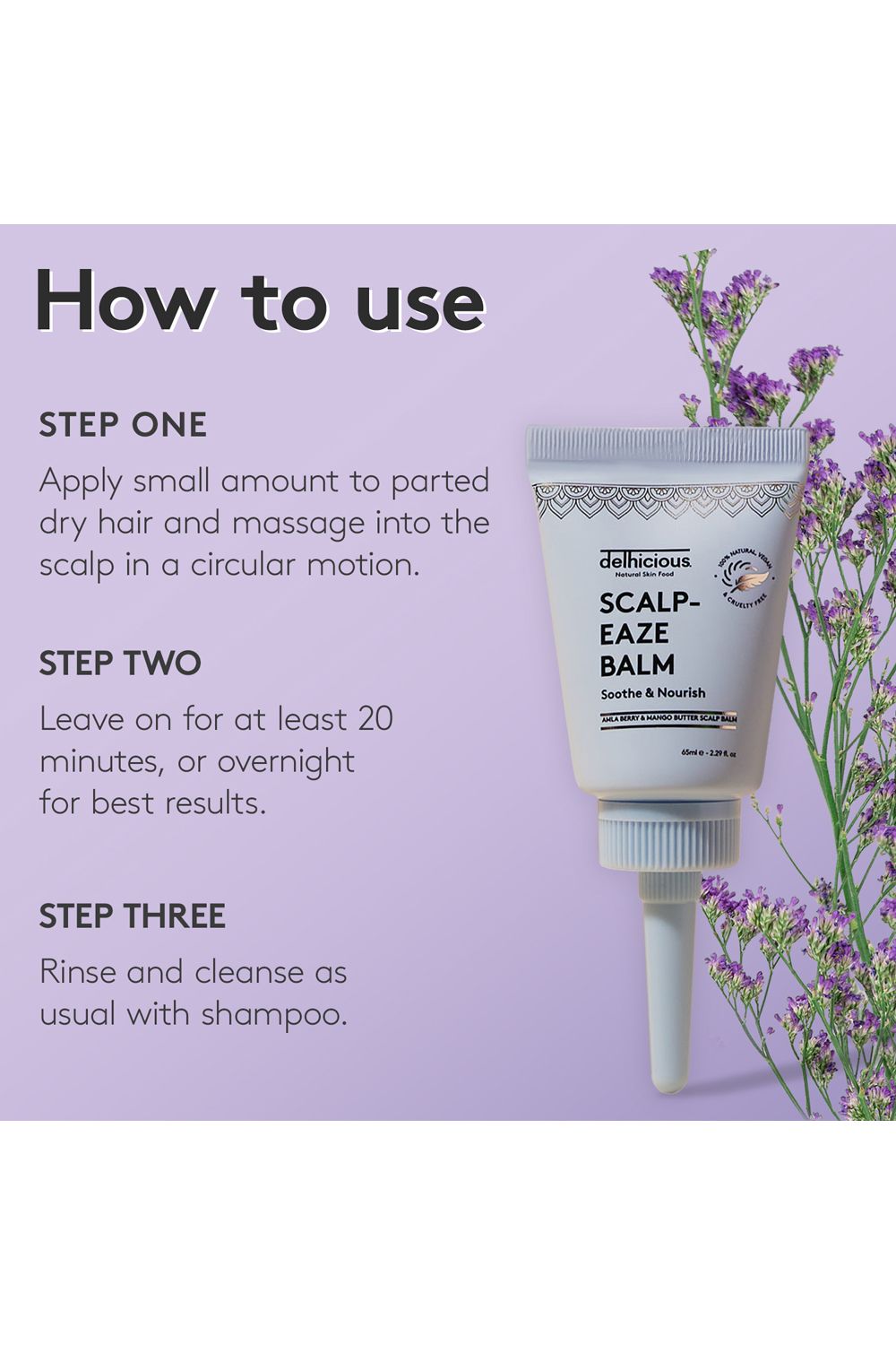 Delhicious Scalp-Eaze Scalp Balm - Amla Berry & Mango Butter 65ml Multi image 5