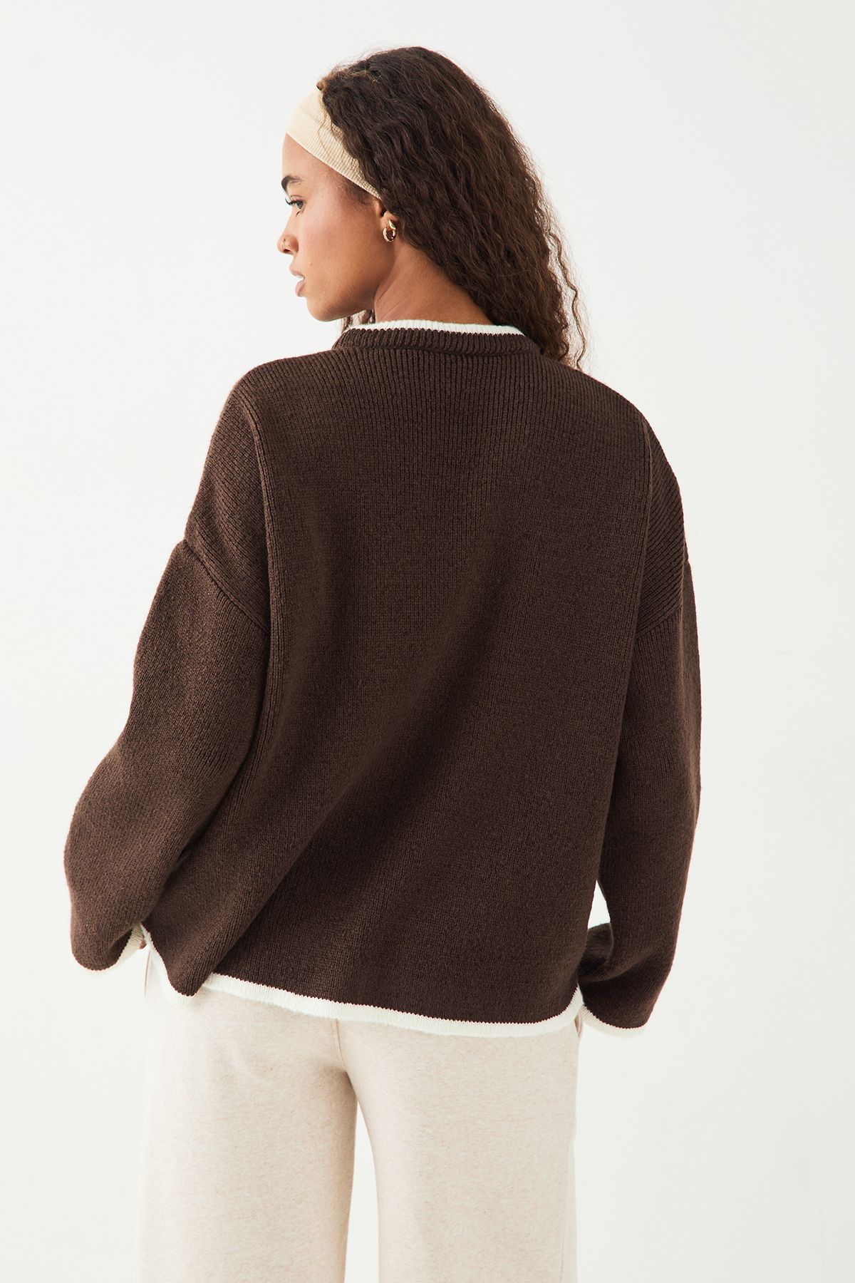 DSGN Studio DSGN Studio Script Contrast Oversized Knitted Jumper Espresso image 2