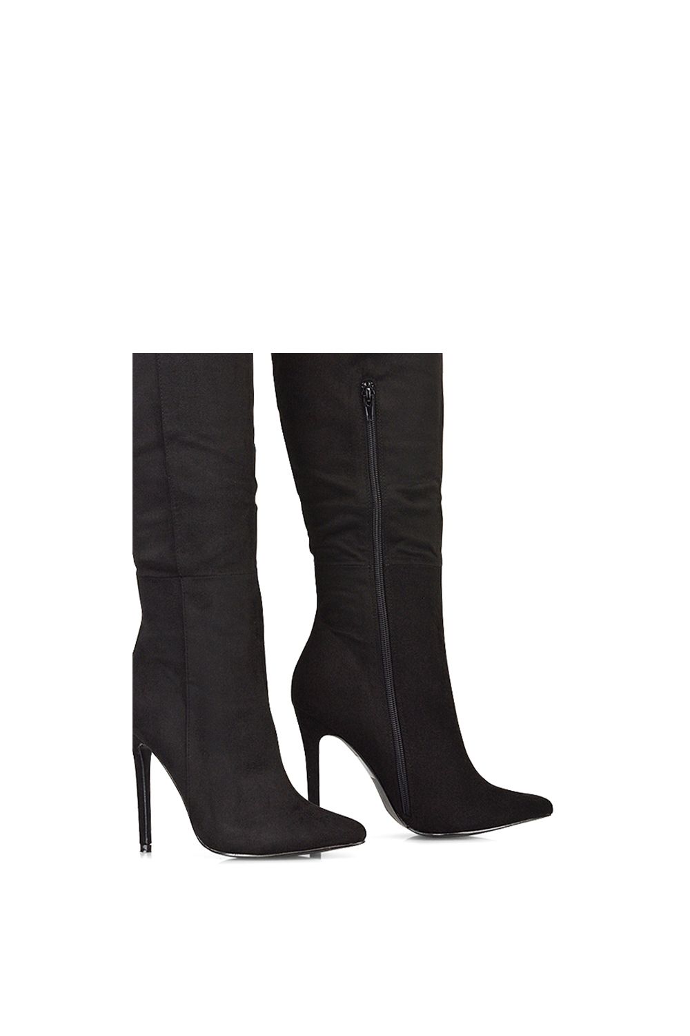 XY London 'Nora' Pointed Toe Zip Up Knee High Stiletto Heel Long Boots image 4