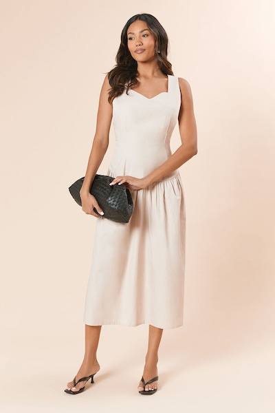 Dorothy Perkins Dropped Waist Strappy Midi Dress Stone