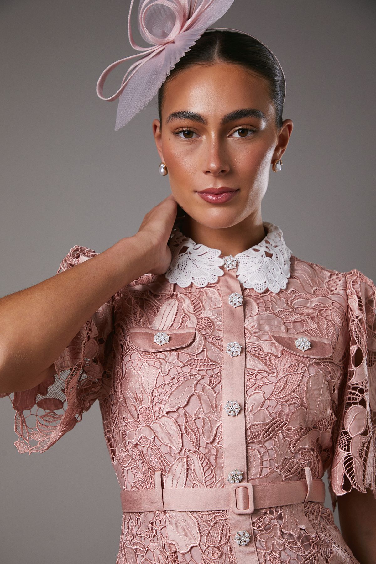 Coast Lace Shirt Dress Contrast Colour Blush image 4