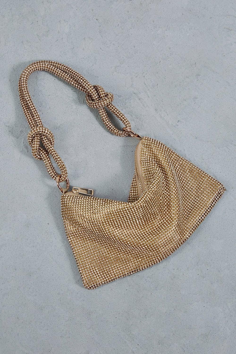 MissPap Chainmail Knot Detail Shoulder Bag Gold image 3