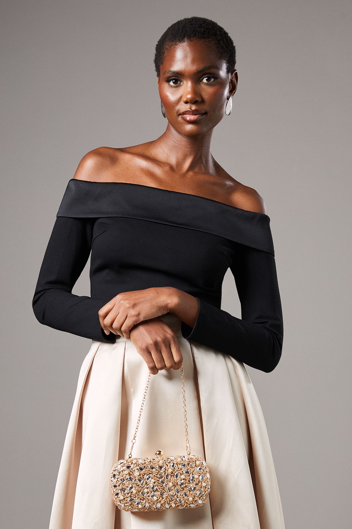 Coast Pear Embellished Hard Clutch Bag Gold image 2