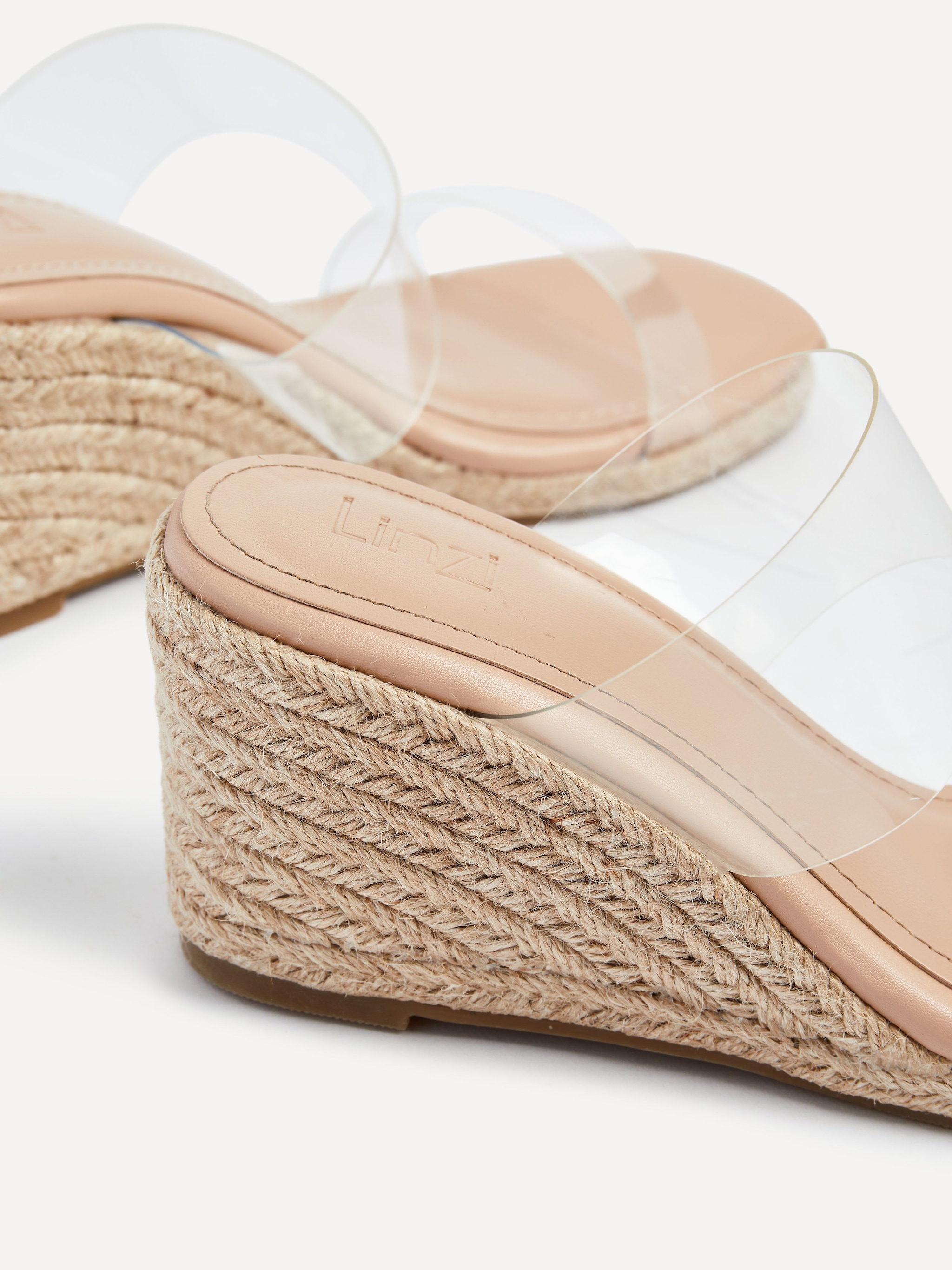 Linzi Amani Nude Perspex Double Strap Rope Wedge image 5