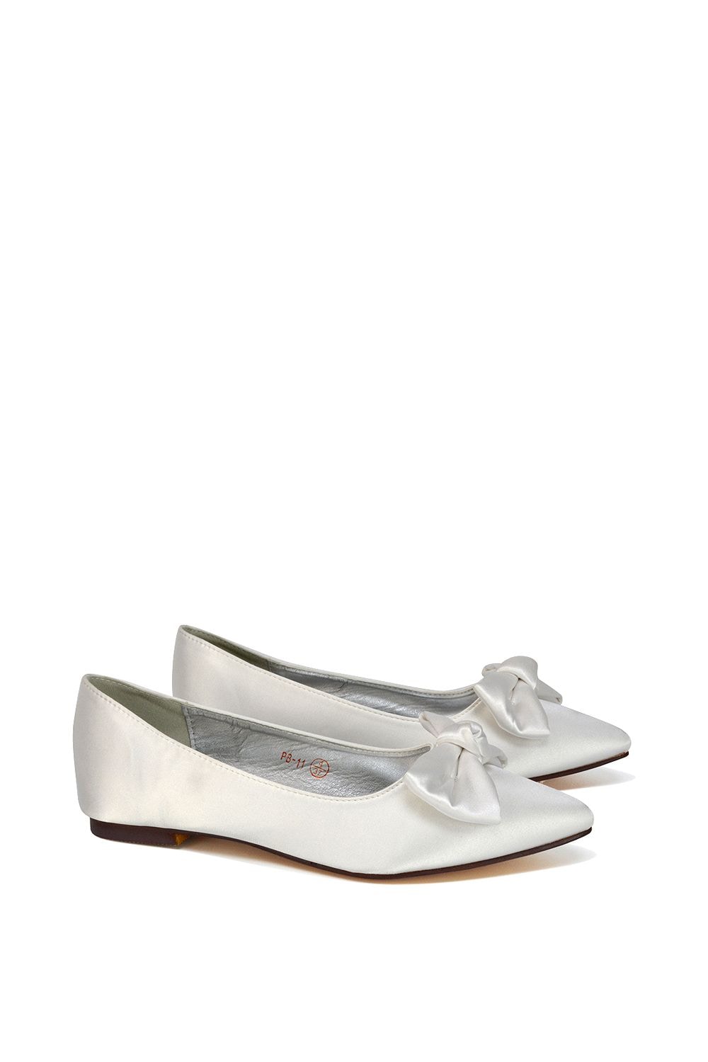 XY London 'Cally' Bow Detail Pointed Toe Ballerina Bridal Pump Shoes image 2