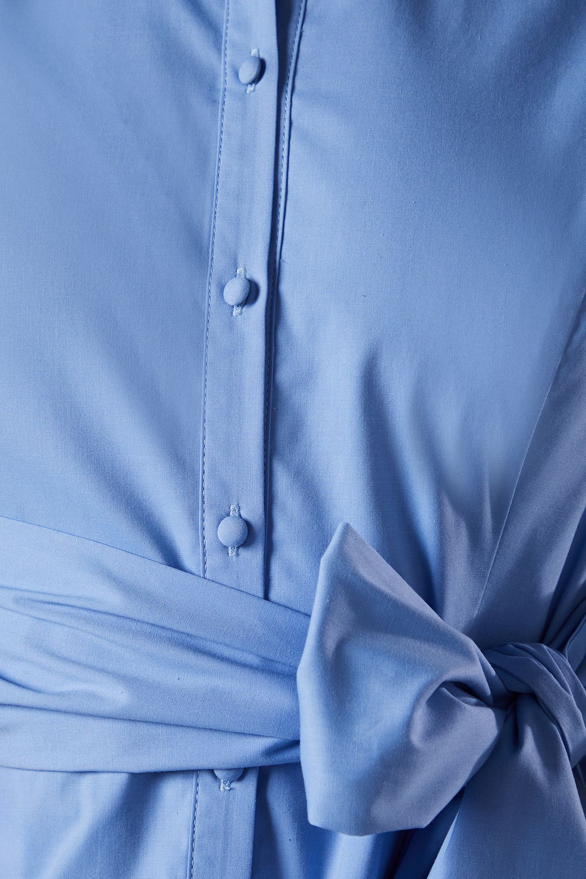 Coast Lisa Tan Polo Tie Waist Shirt Dress Blue image 5