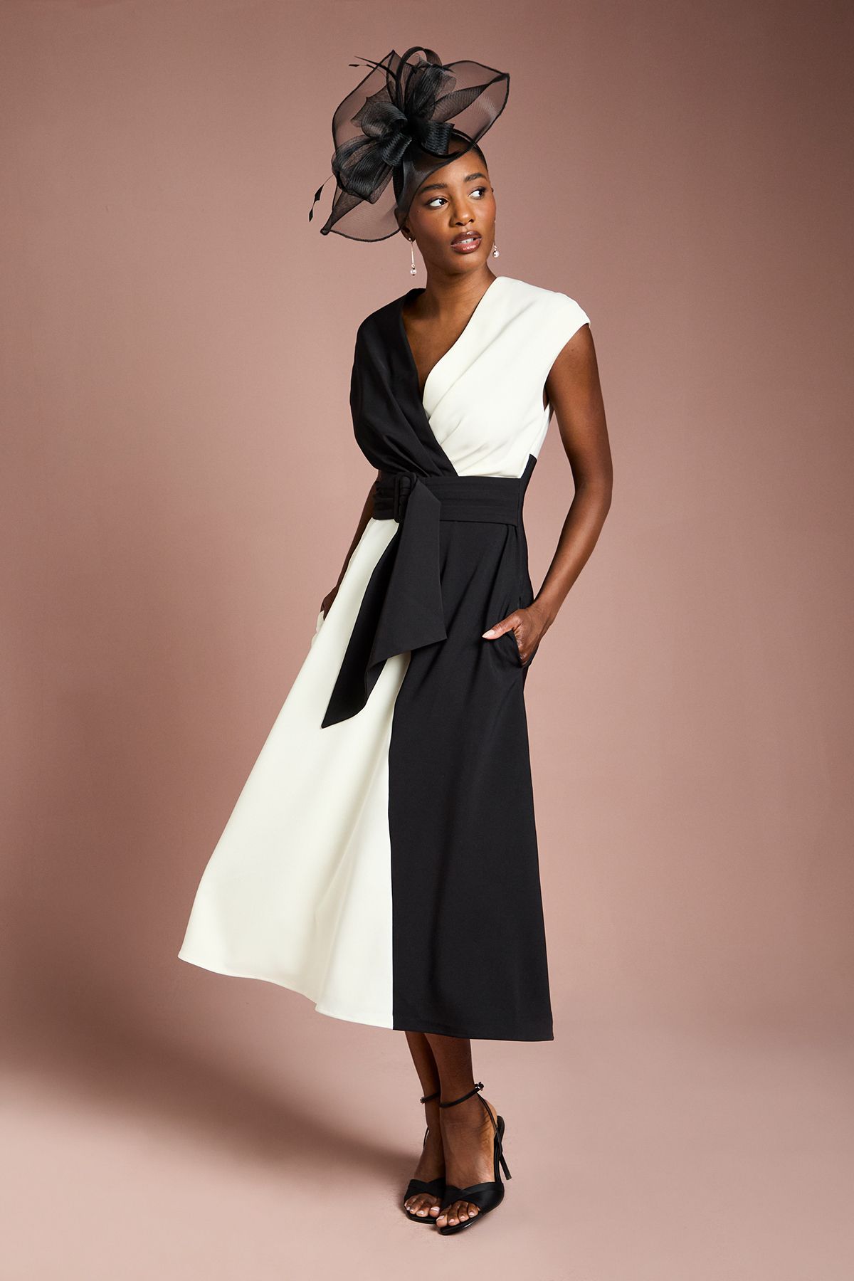 Coast Belted Crepe Mono Midi Dress Mono