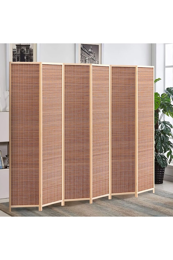 Living and Home 6-Panel Bamboo Woven Folding Room Divider