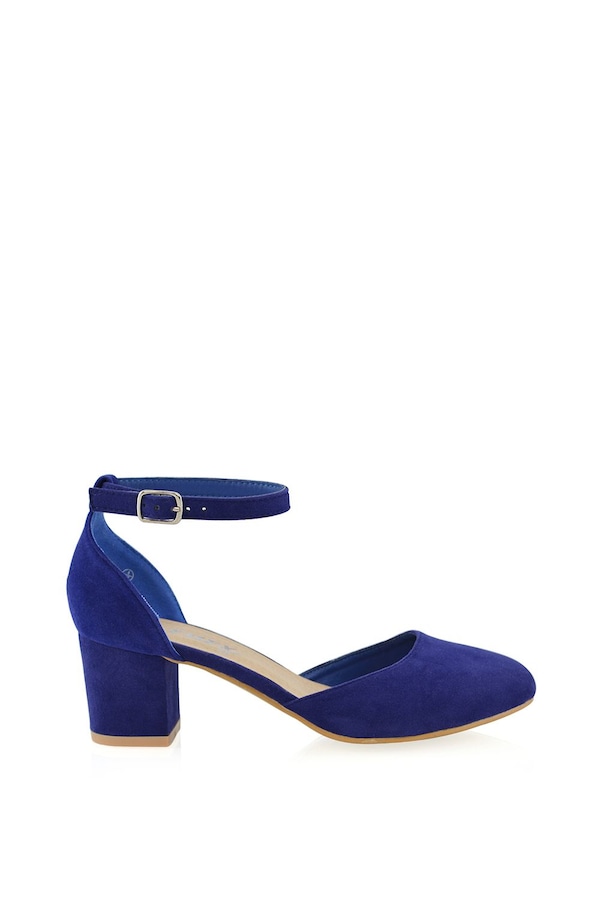 XY London 'Billie-May' Chunky Strappy Mid Block High Heels Court Shoes