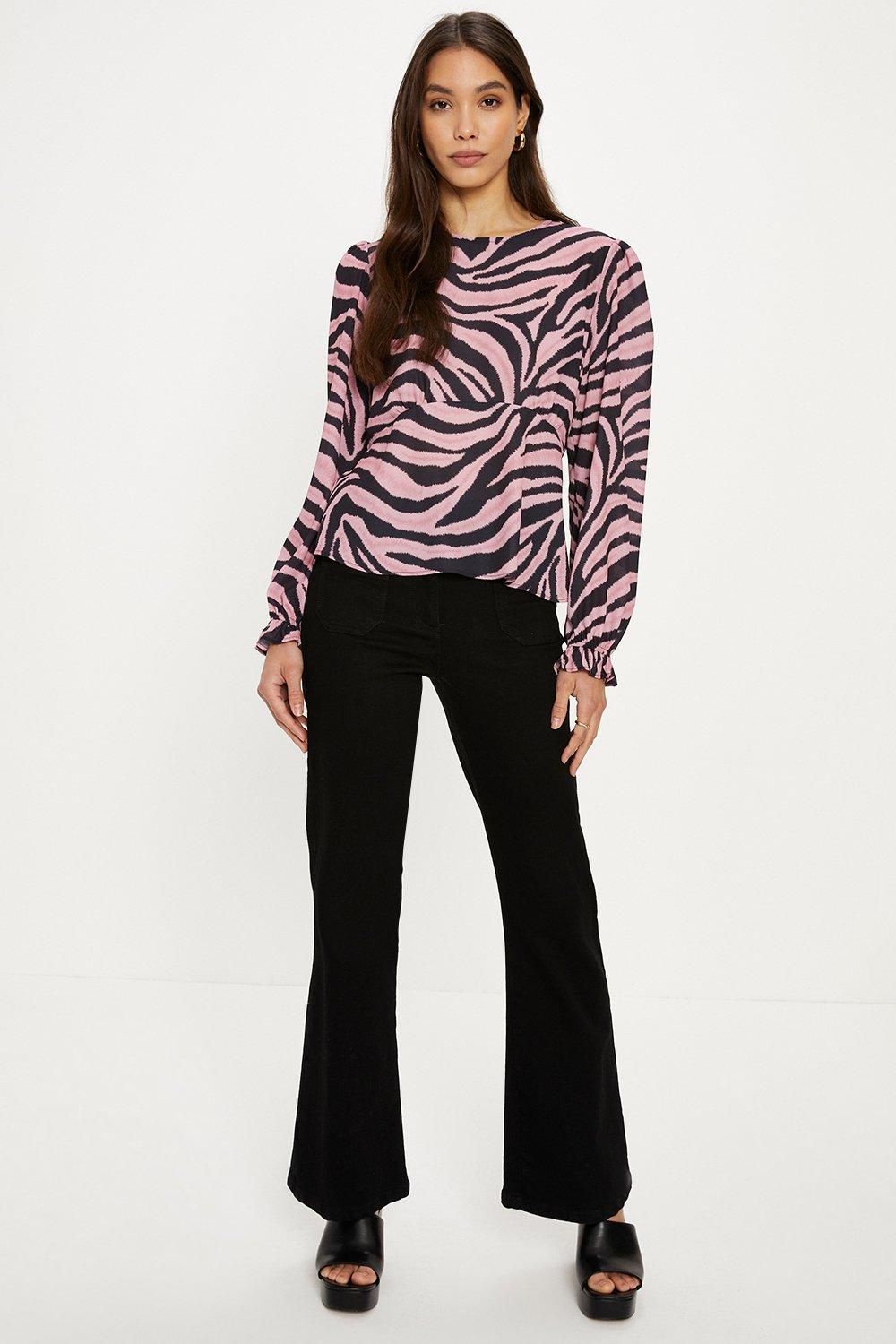 Oasis Long Sleeve Printed Tea Blouse Zebra image 2