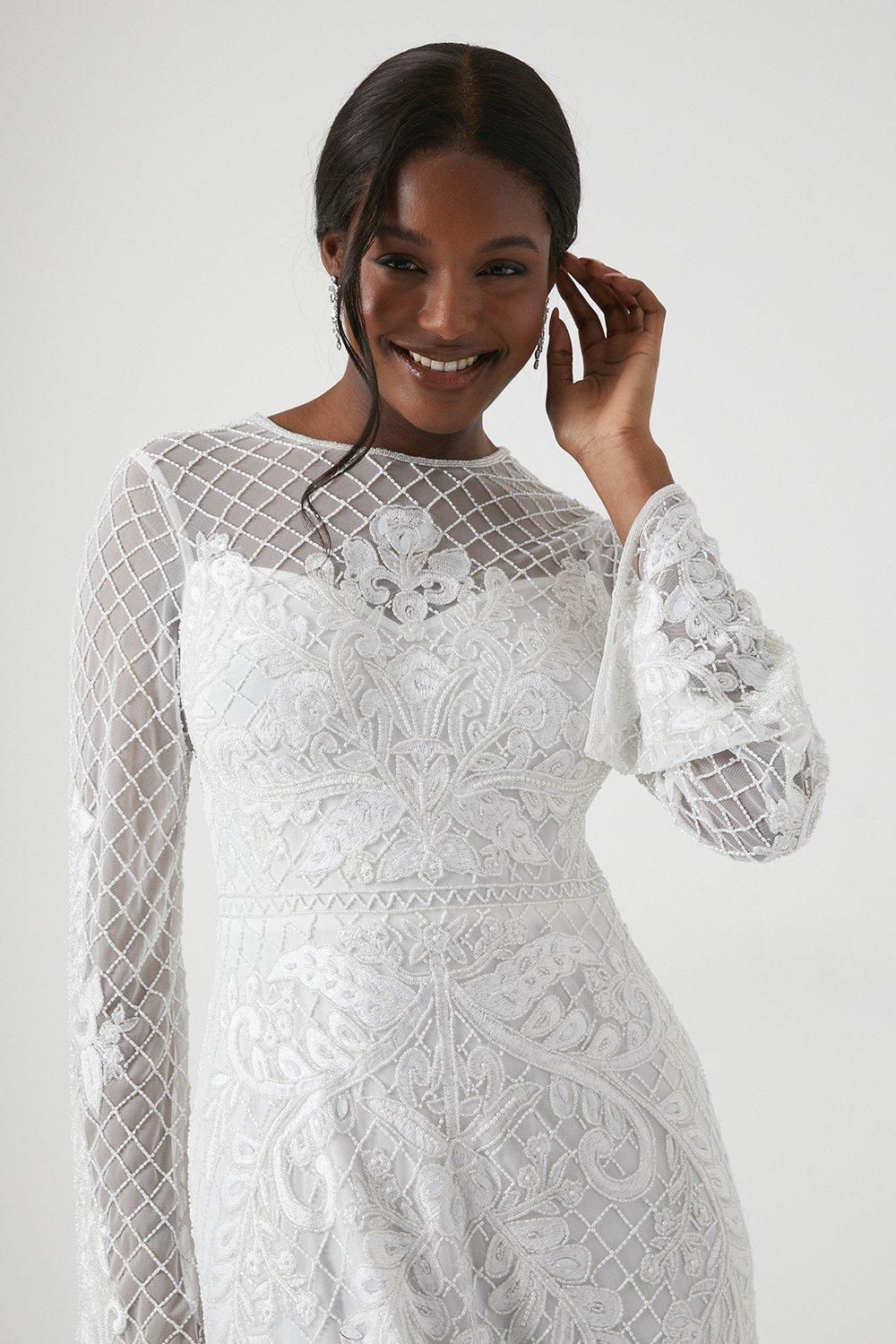 Coast Heavily Embellished Boho Wedding Dress Ivory image 4