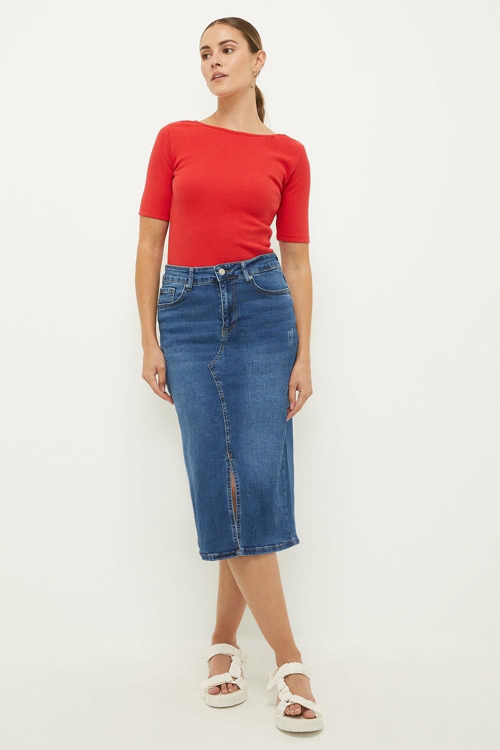 Dorothy Perkins Rib Scoop Back Fitted Top Red image 2