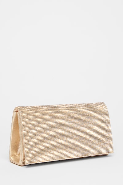 Quiz Gold Diamante Rectangle Clutch