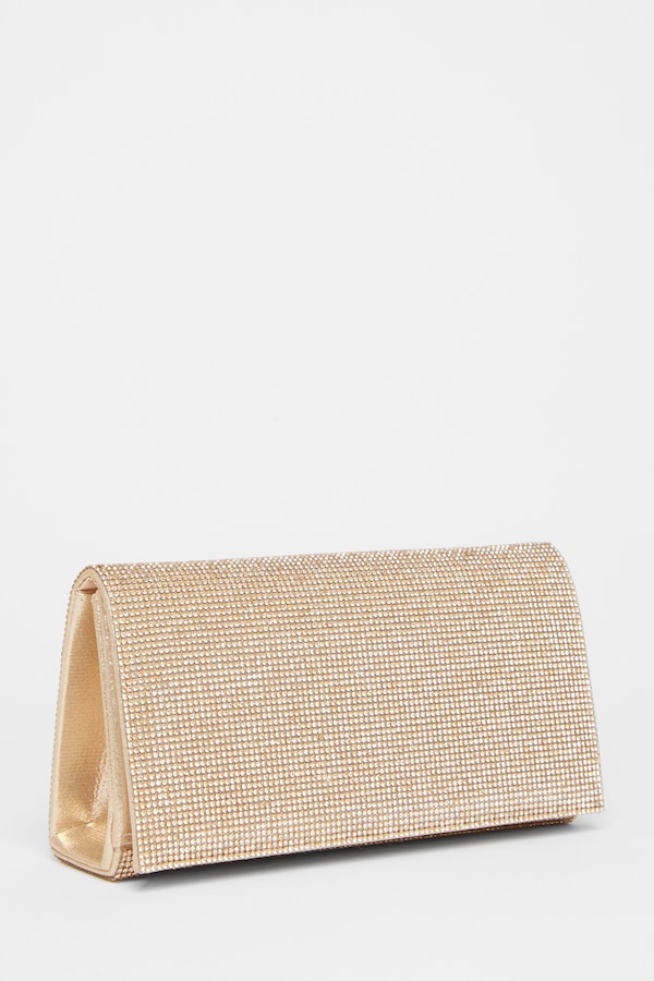 Quiz Gold Diamante Rectangle Clutch