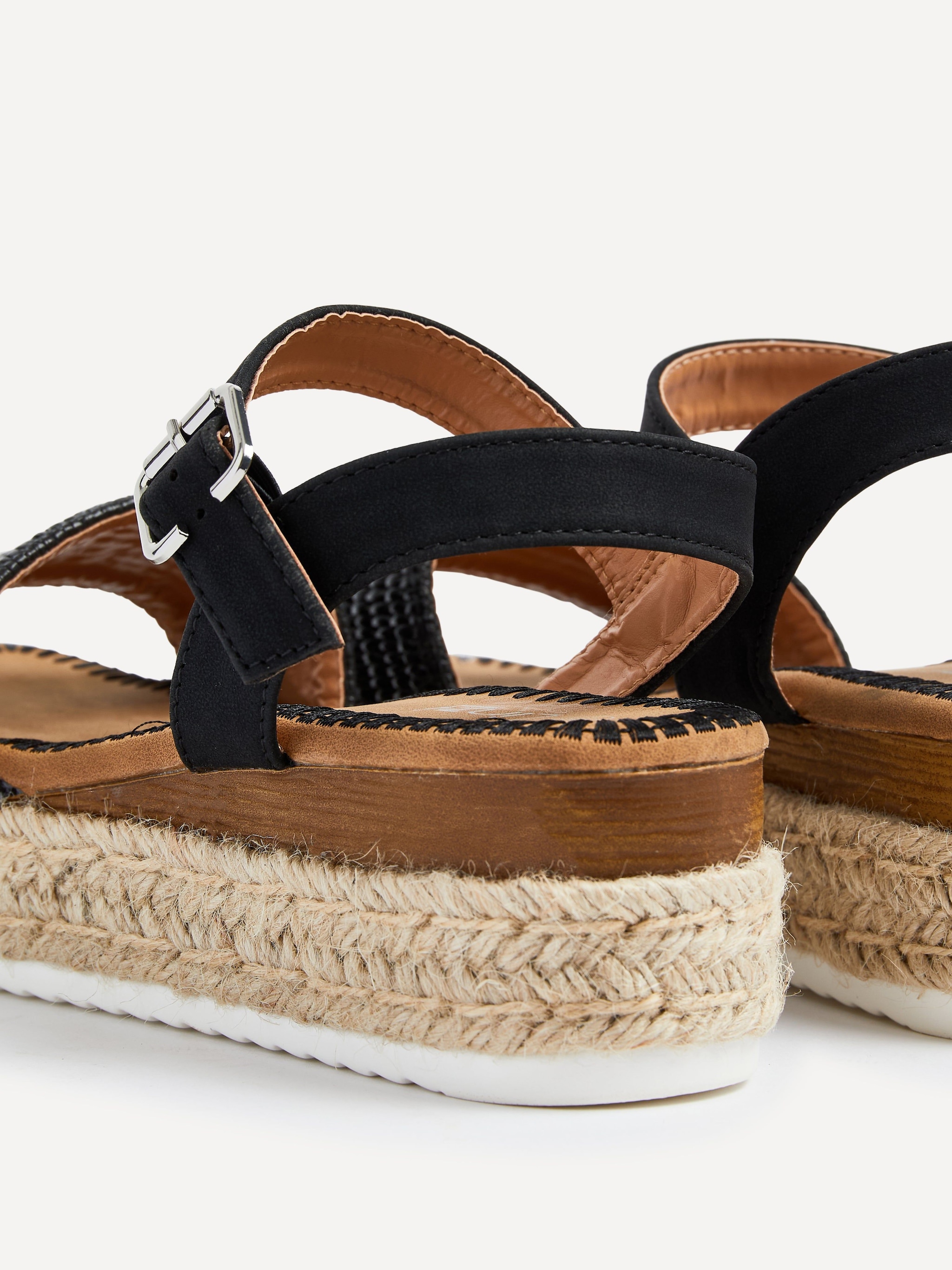 Linzi Panama Black Raffia Two Part Espadrille Inspired Flatform Sandal image 5