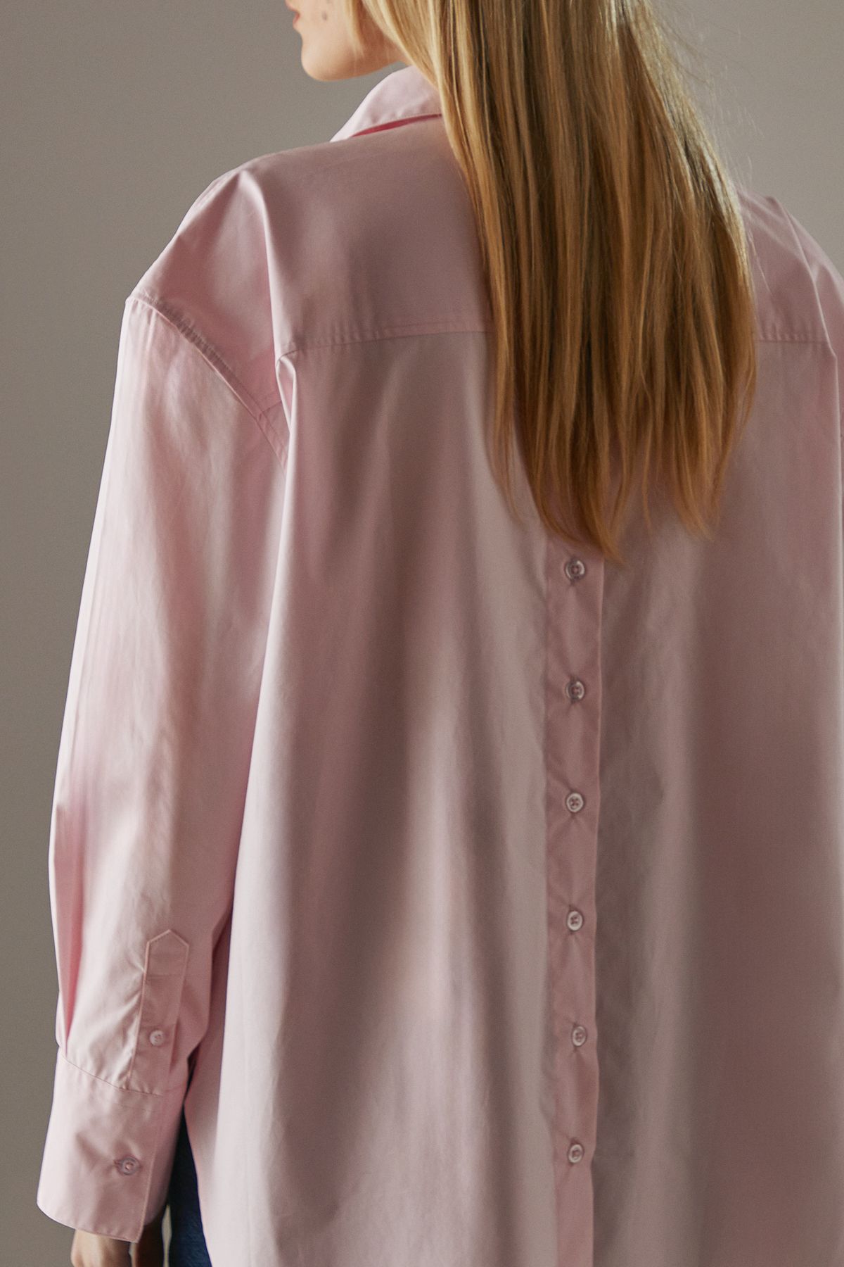Warehouse Oversized Button Back Shirt Pale Pink image 4