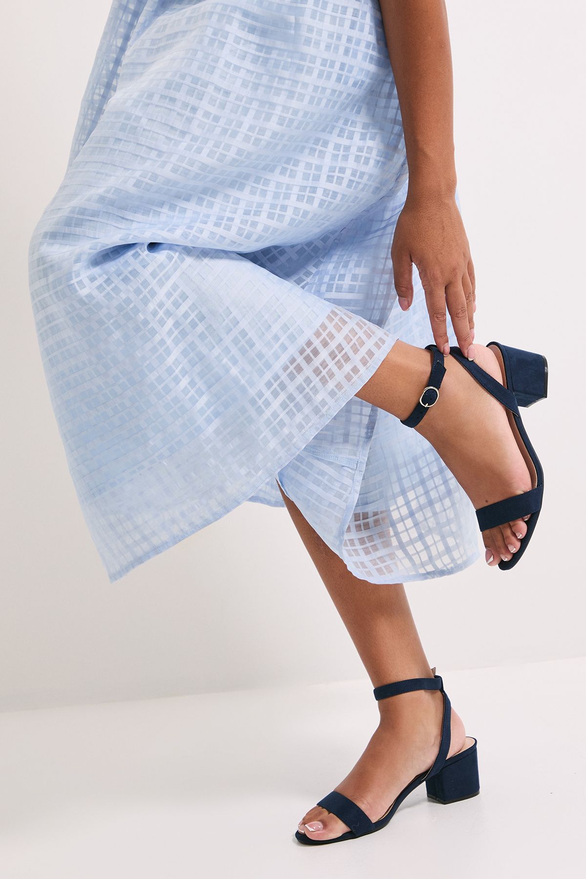 Dorothy Perkins Wide Fit Tommi Barely There Mid Block Heel Sandals Navy image 2