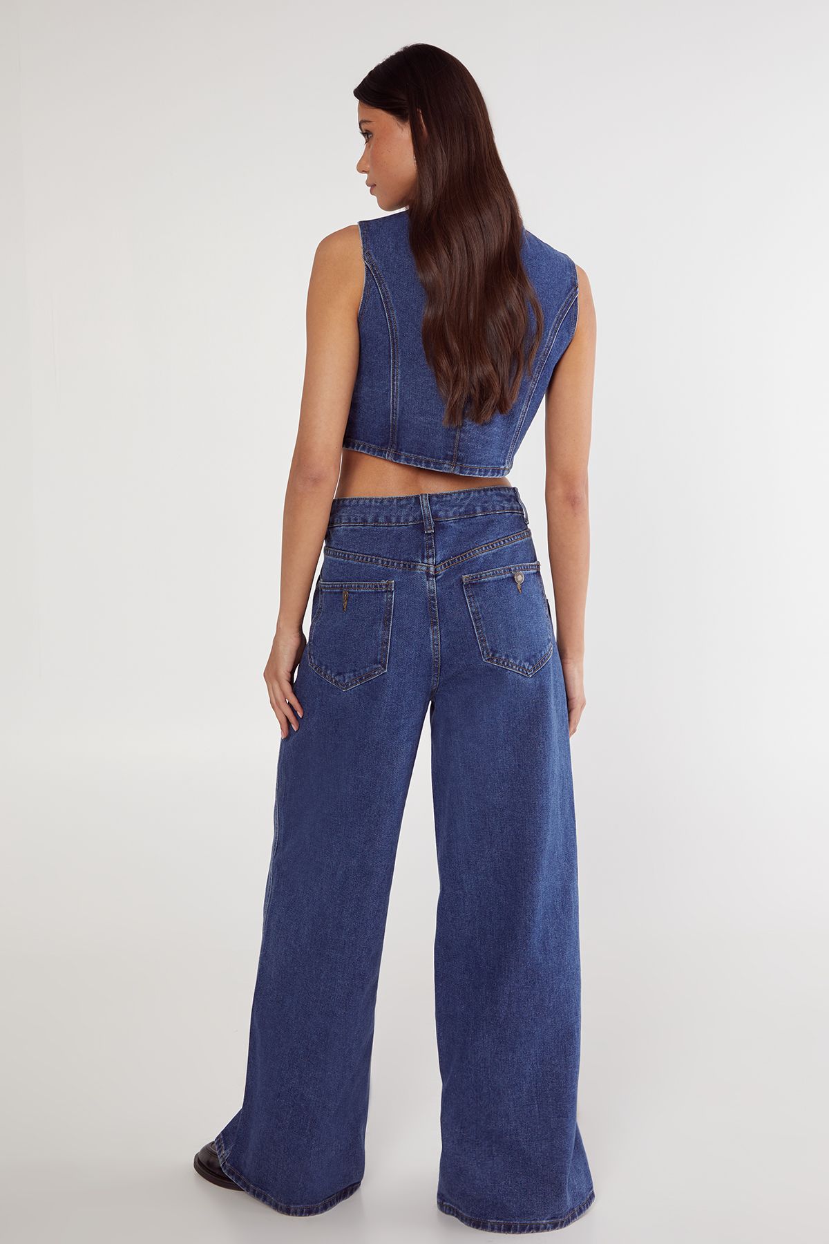NastyGal Button Front Wide Leg Jean Dark Wash image 4