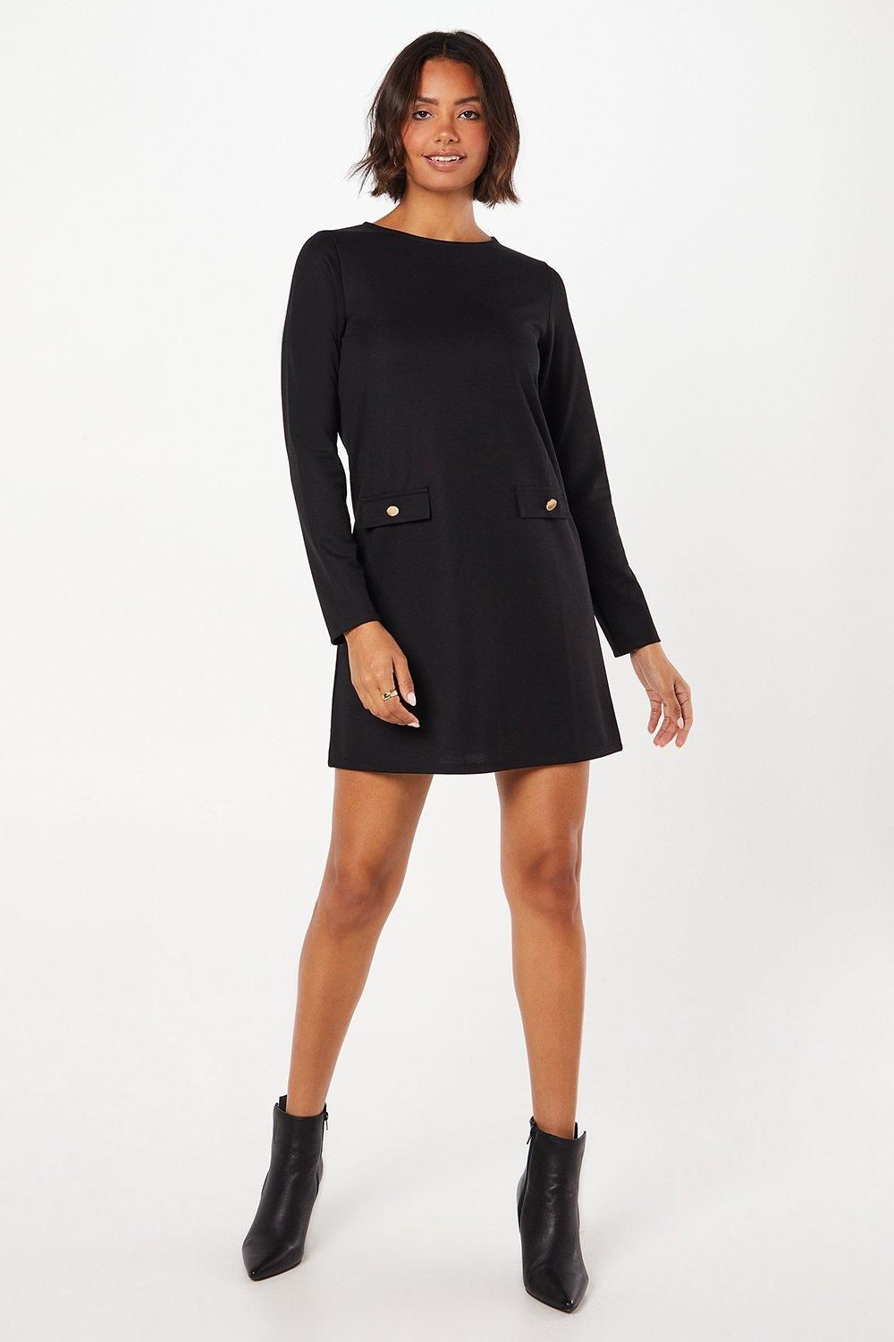 Dorothy Perkins Ponte Button Pocket Dress Black image 4