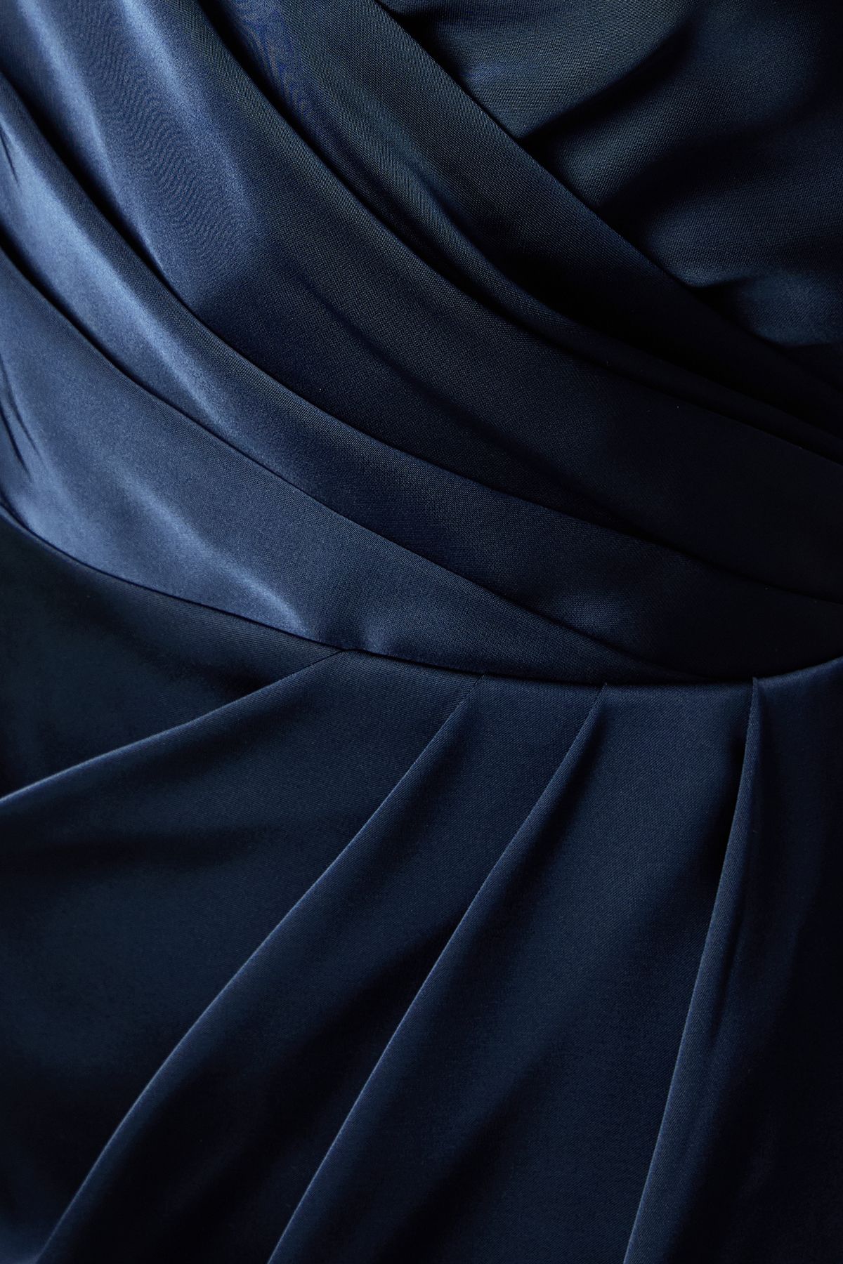 Coast Ruched Waist Detail Satin Bridesmaid Dress Navy image 4