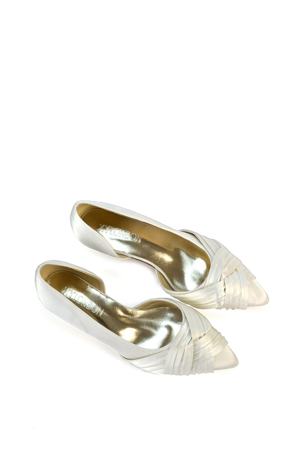 XY London 'Freya' Pointed Toe Kitten Low Heel Classic Bridal Shoe Pumps image 6