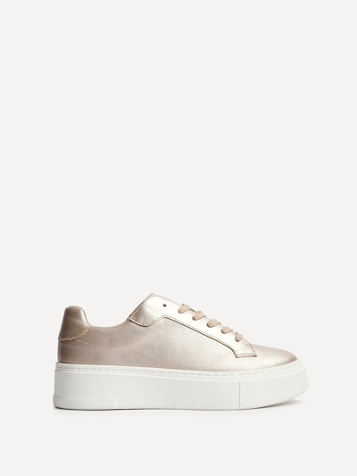 Linzi Jersey Gold Faux Leather Lace Up Flatform Trainers