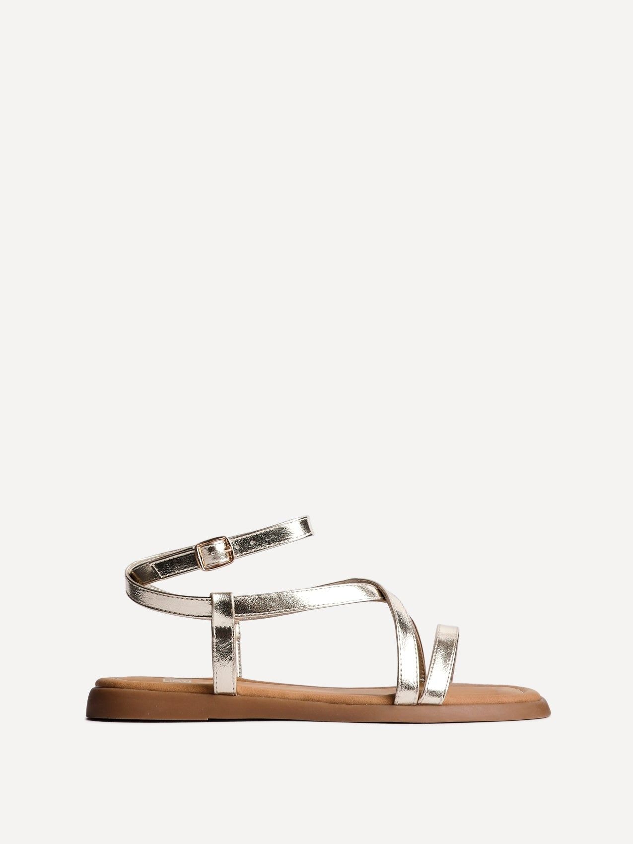 Linzi Valor Gold Strappy Flat Sandals
