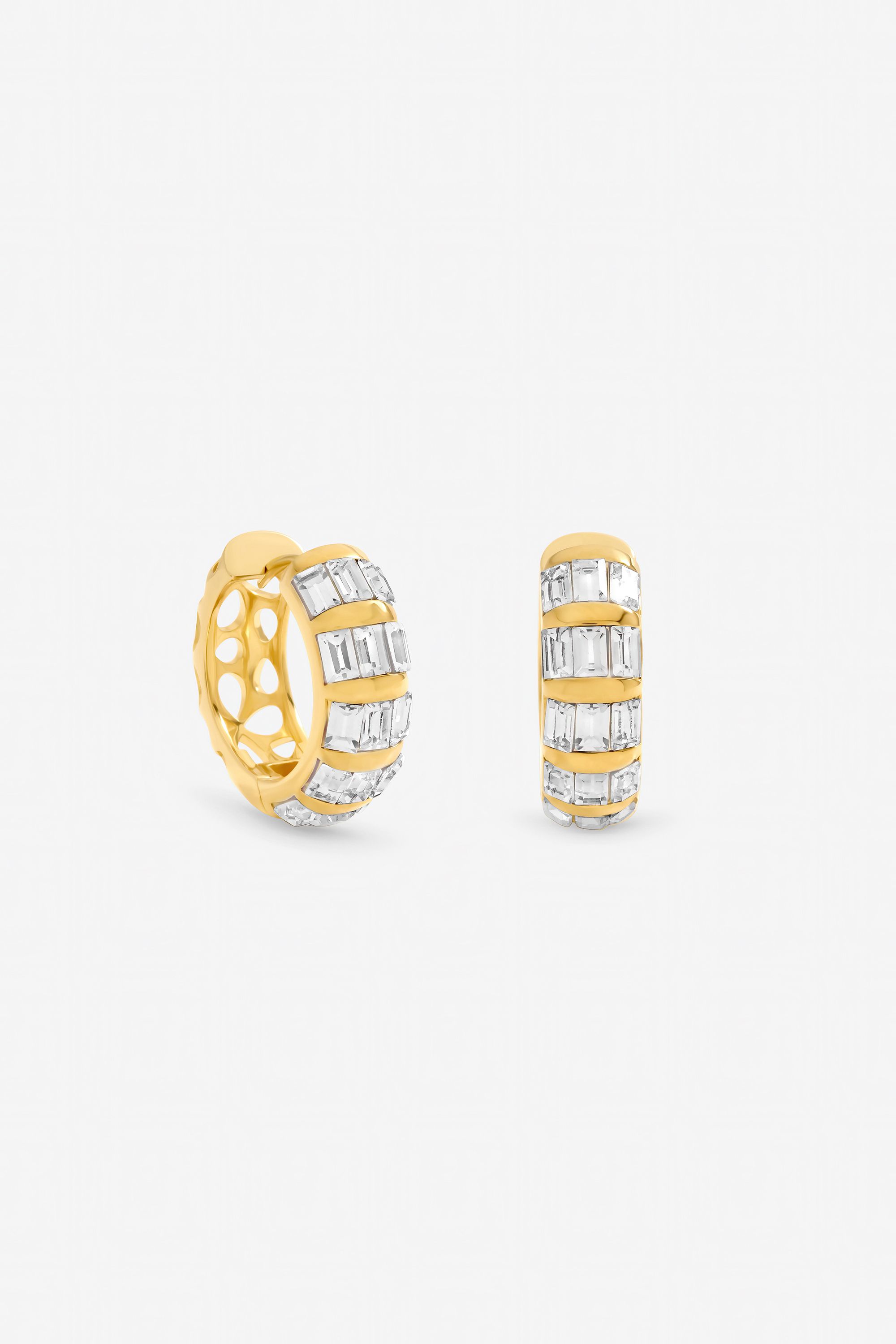 Jon Richard Gold Plated and Crystal Baguette Hoop Earrings